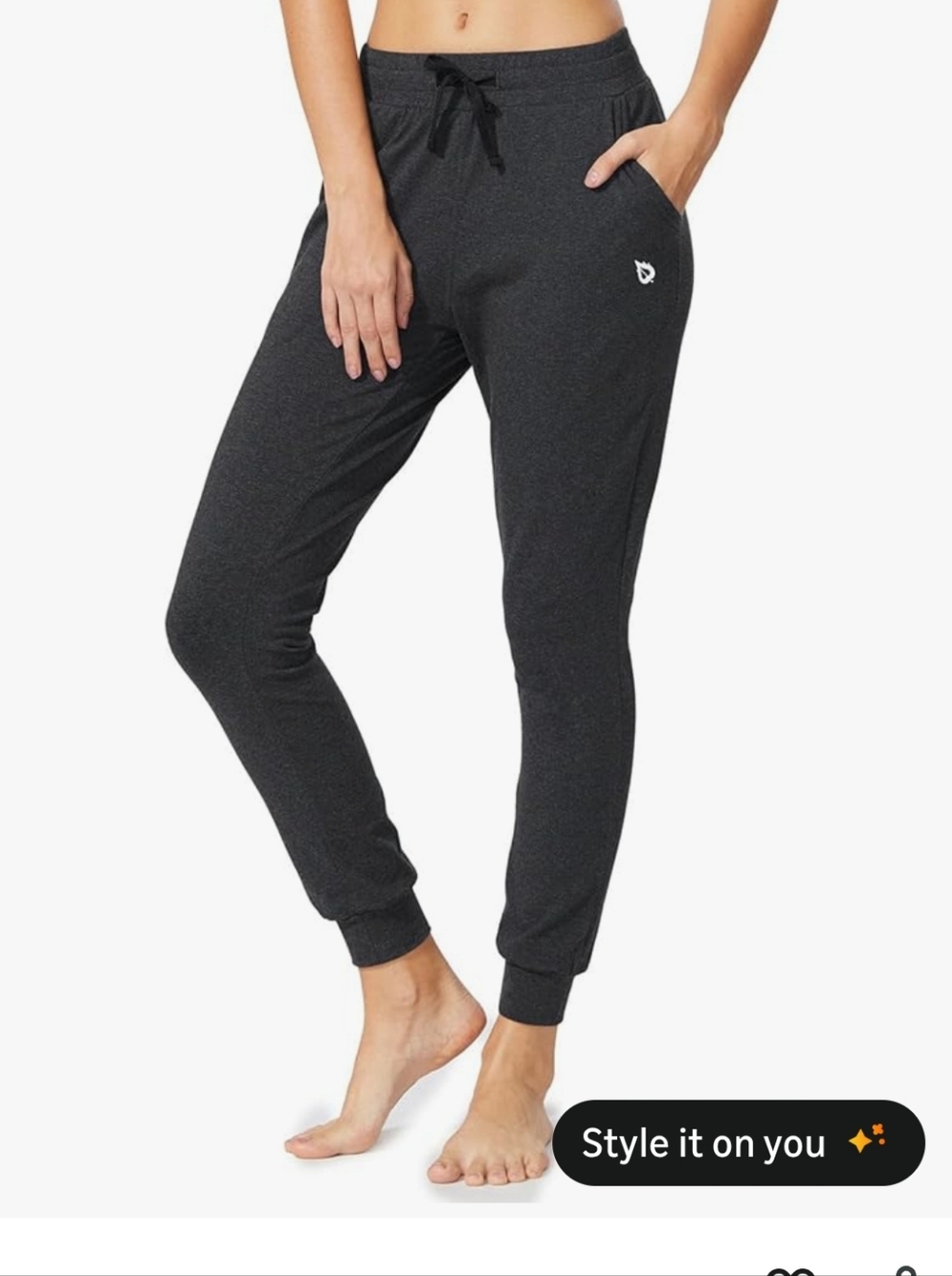 Baleaf Women's Dark Charcoal Drawstring Joggers 2 For The Price Of One - Picture 7 of 8